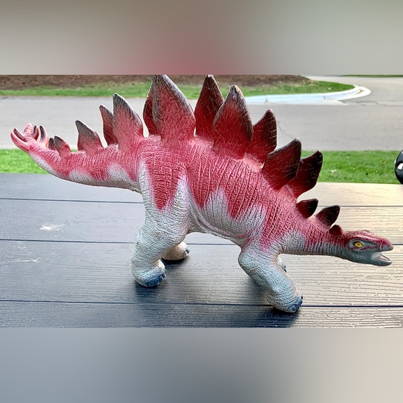 Vintage Large Rubber Plastic Realistic Pneumatic STEGOSAURUS Toy Dinosaur - Picture 2 of 16